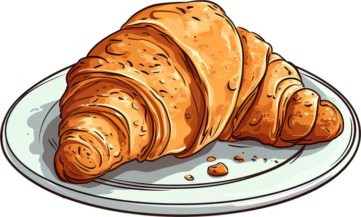 Croissant on white plate.